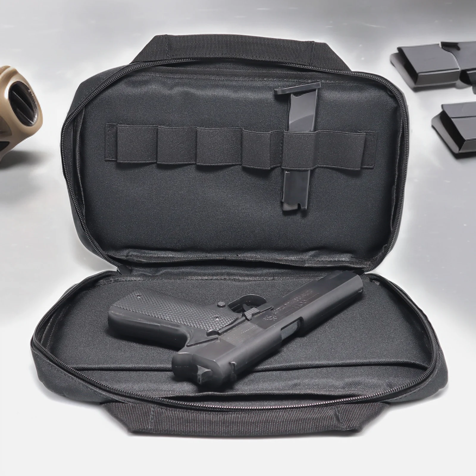 Tactical Pistol Handgun Case Bag Soft Gun Carrying Storage Bag Pistol Shooting Range Bag Handgun Bag for Full-Size Handguns