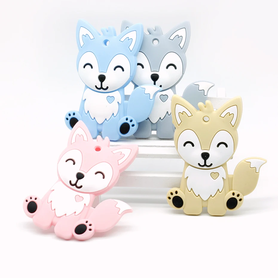 Silicone Mini Fox Baby Pacifier Pendants Food Grade Silicone Bead Rodent Animal Baby Teether Tiny Rod Children\'s Goods Toy