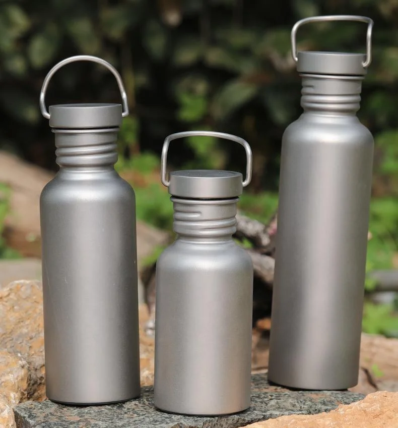 Titanium Water Sport Bottle 500ml 600ml 750ml Camping Outdoor Titanium Products Accessories Bottle with Lids