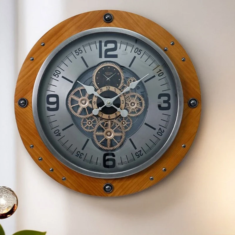 Solid Wood Vintage Wall Clocks Round Industrial Living Room Wall Clocks Wholesale Available Home Decor Orologi Da Parete ZY40BGZ