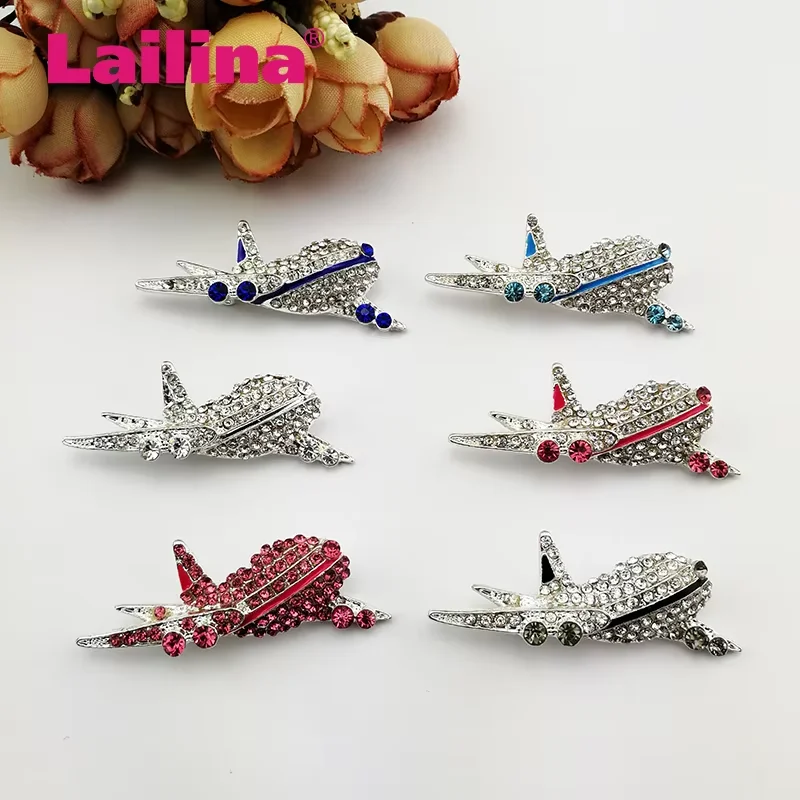 20pcs/lot Rhinestone Aircraft Plane Brooch Pin Stewardess Pilot Badge Brooches Broches Sign Jewelry Of Flying Sky