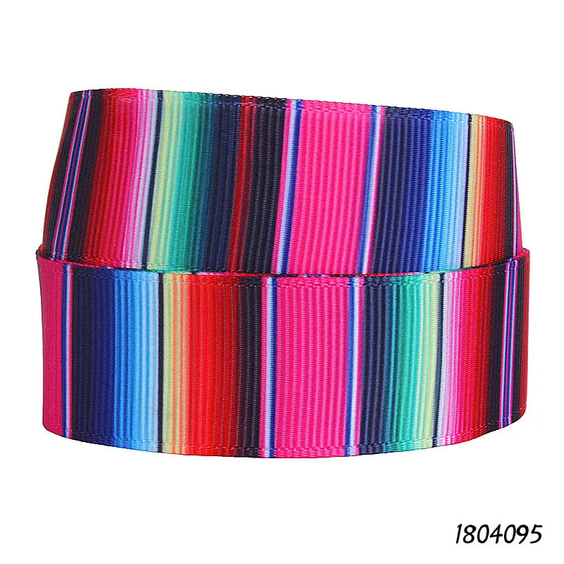 5Yards Mexican Striped Ribbon Printed Cartoon Grosgrain Ribbon for Hairbows DIY Sewing Materials