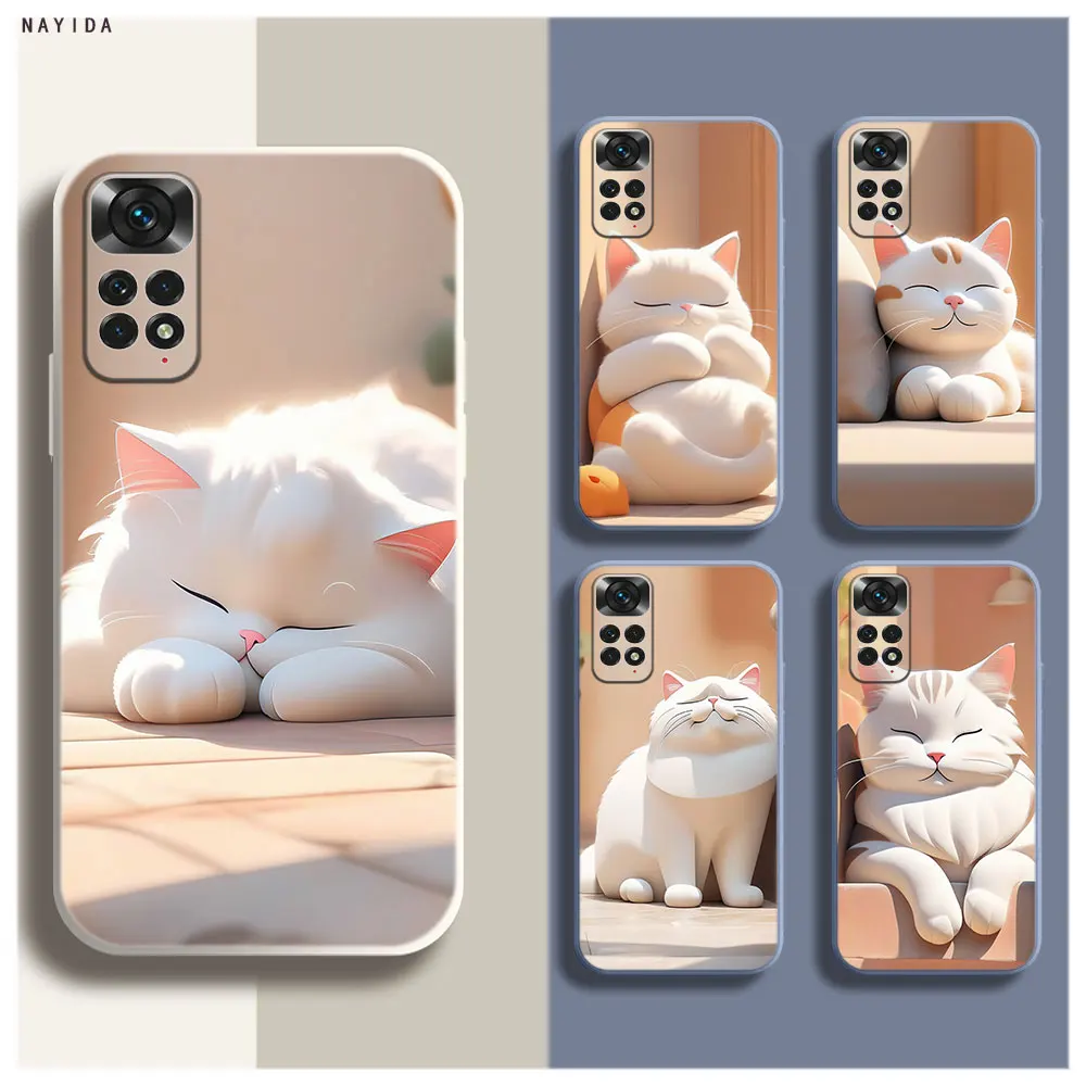 Soft Silicone Phone Case For Xiaomi Redmi Note 12 11 12S Pro Plus 12c 11a 4G 5G Original Cover Lazy cartoon cat