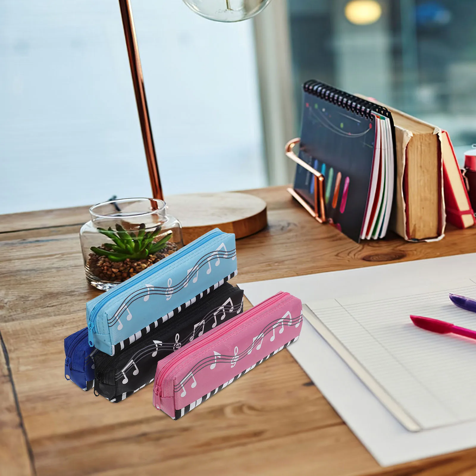 4 قطعة مقلمة نمط البيانو الحقيبة قلم رصاص خاص للطلاب الموسيقى ملاحظة القلم حقيبة المحمولة سستة التخزين