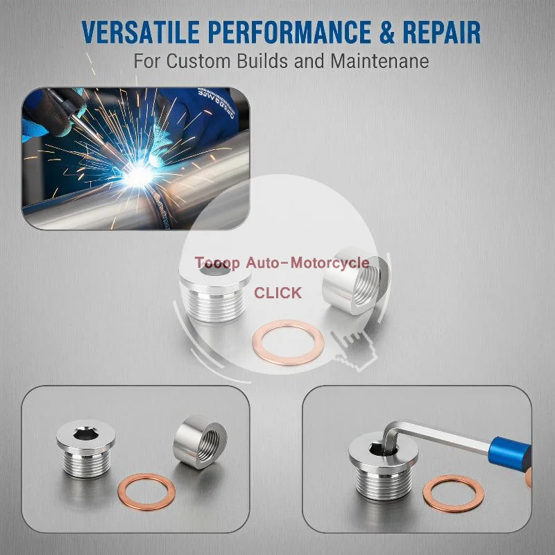 Oxygen Sensor Curved Cut Nut Plug Anti-Rust Stainless Steel 1 Set for Home DIY Auto Repair Projects