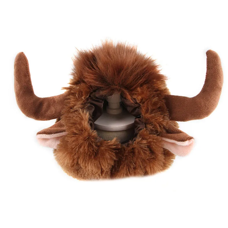 Niedliche Haustier-Cosplay-Kleidung, Verwandlungs-Kostüm mit Kuhhörnern, Winter-Warmer-Perücke, Katzen- und Großhund-Party-Dekoration mit Ohren, Haustierbekleidung – Detail 3