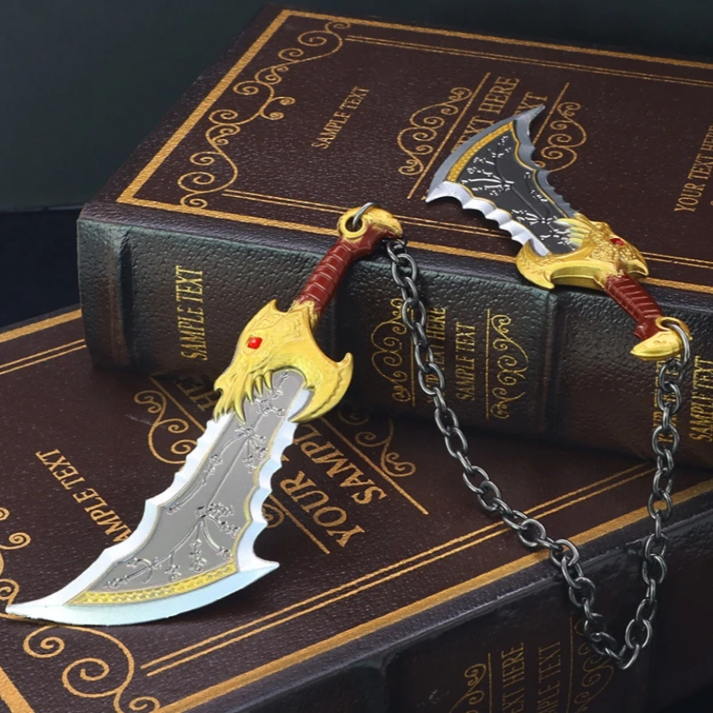 God of War 4 Keychain Kratos Chaos Blade Metal Weapon Model Toy Alloy key ring Pendant Game Peripherals Knife Katana Sword Gifts