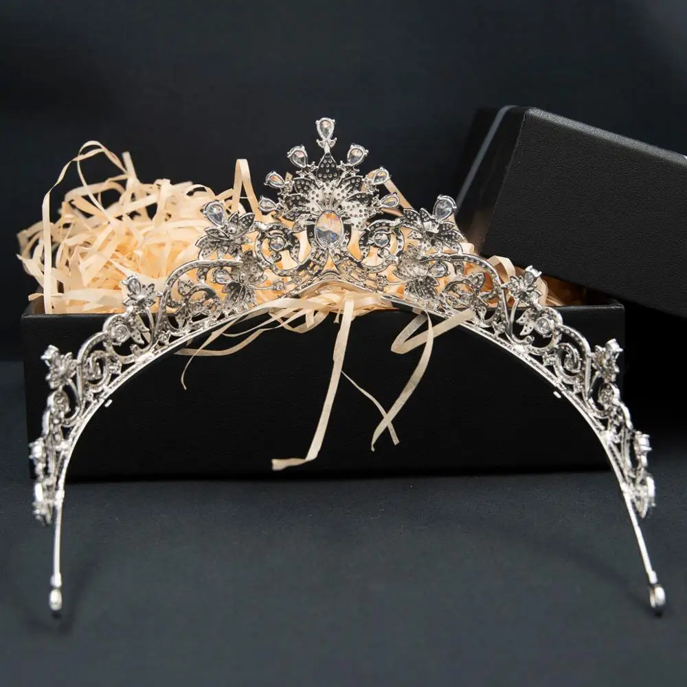 Zirconia Royal Tiara for Wedding Crystal Flower Tiaras Diadems for Bride Hair Jewelry CH10378