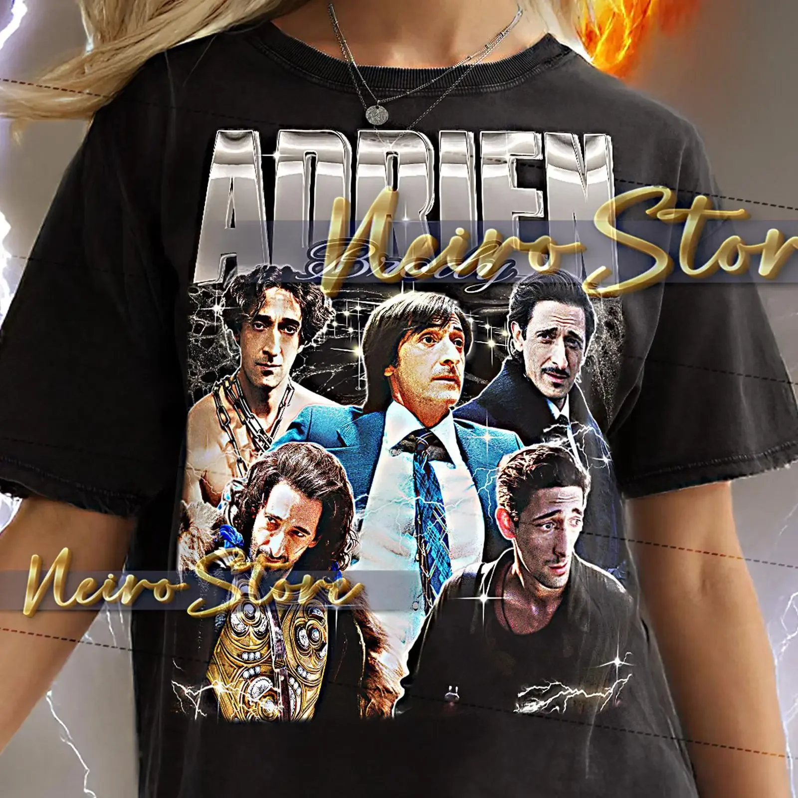 Camiseta Adrien Brody estilo bootleg, retro vintage, Wladyslaw Roy Waller, para fanáticos, vintage, lavada, suave, ropa de diseñador, versátil, unisex