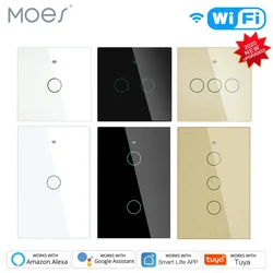 WiFi Smart Light Switch No Neutral Wire Required Smart Life Tuya APP control Alexa Google Home Compatible 1/2/3/4 Gang EU US