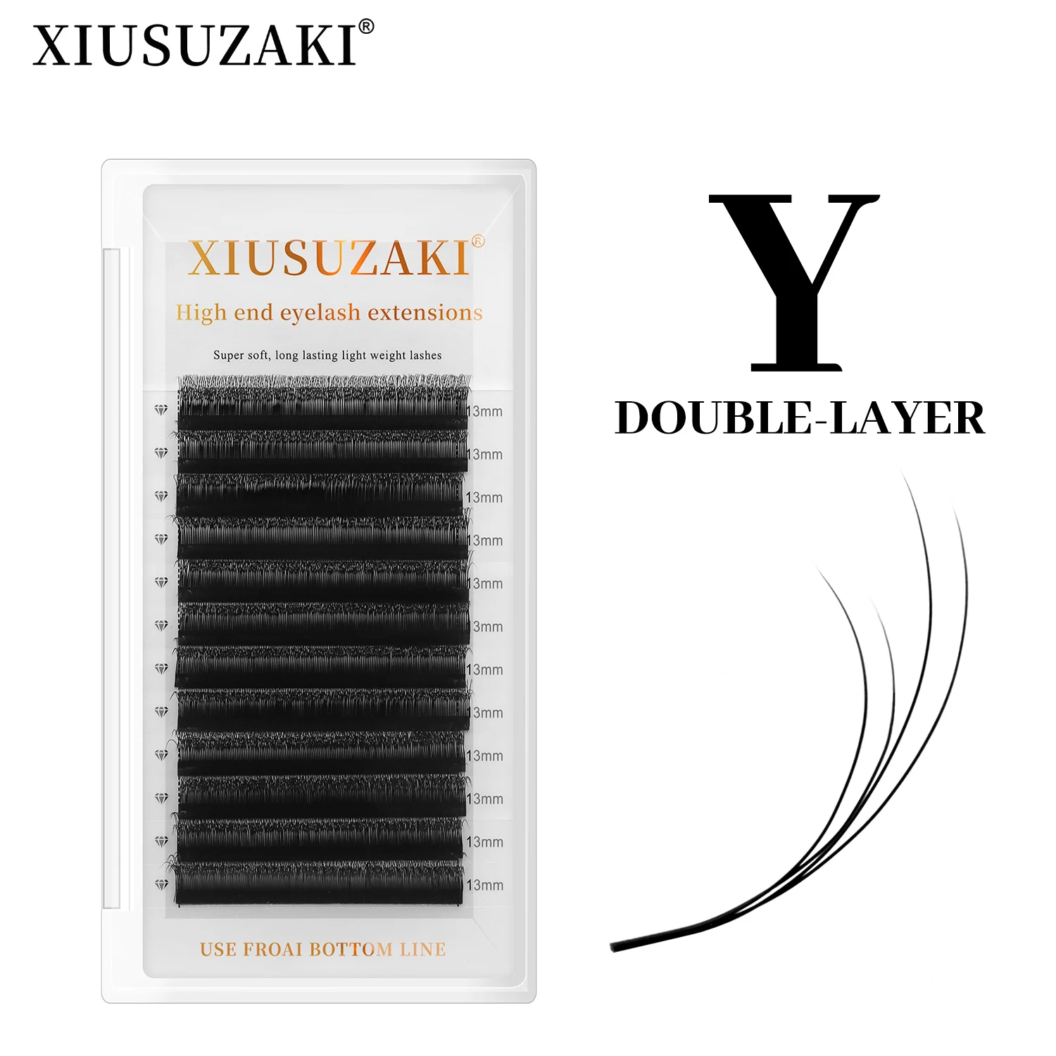 

XIUSUZAKI Double Layer YY Lashes Extensions Matte Black Multiple layers YY False Eyelashes Individual Premade Volume Fans Lashes