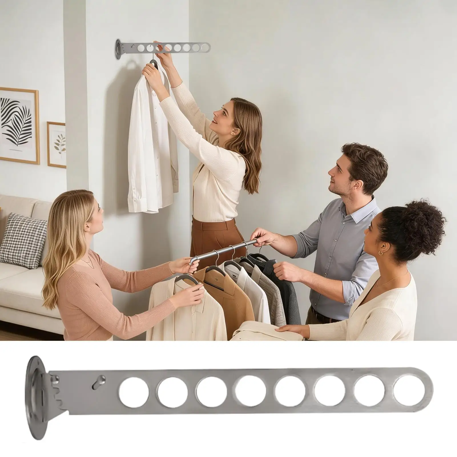 Clothes Drying Rack Adjustable Angle Clothes Hanger 6 Hole/8 Hole Wall-mounted Coat Dryer C ollapsible Clothing Organizer