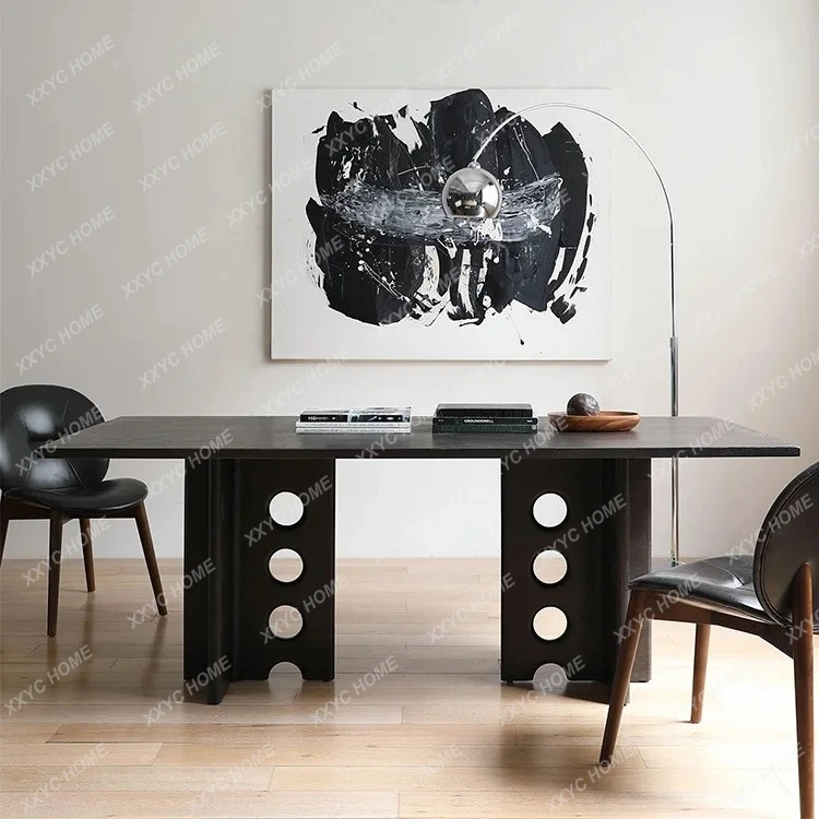 

Italian minimalist wabi style ash wood solid wood rectangular dining table Nordic designer art