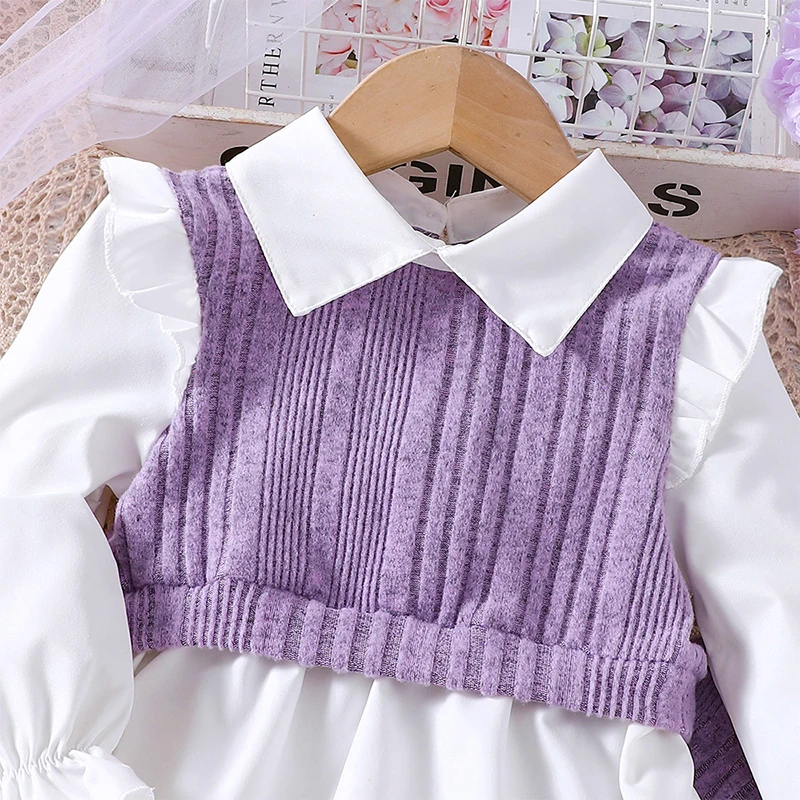 Girls Clothing Sets for Kids Girl Spring Autumn Toddler Purple Long Sleeve Shirts Tops Pant Fashion Children\'s Suit 2 3 4 5 6 7