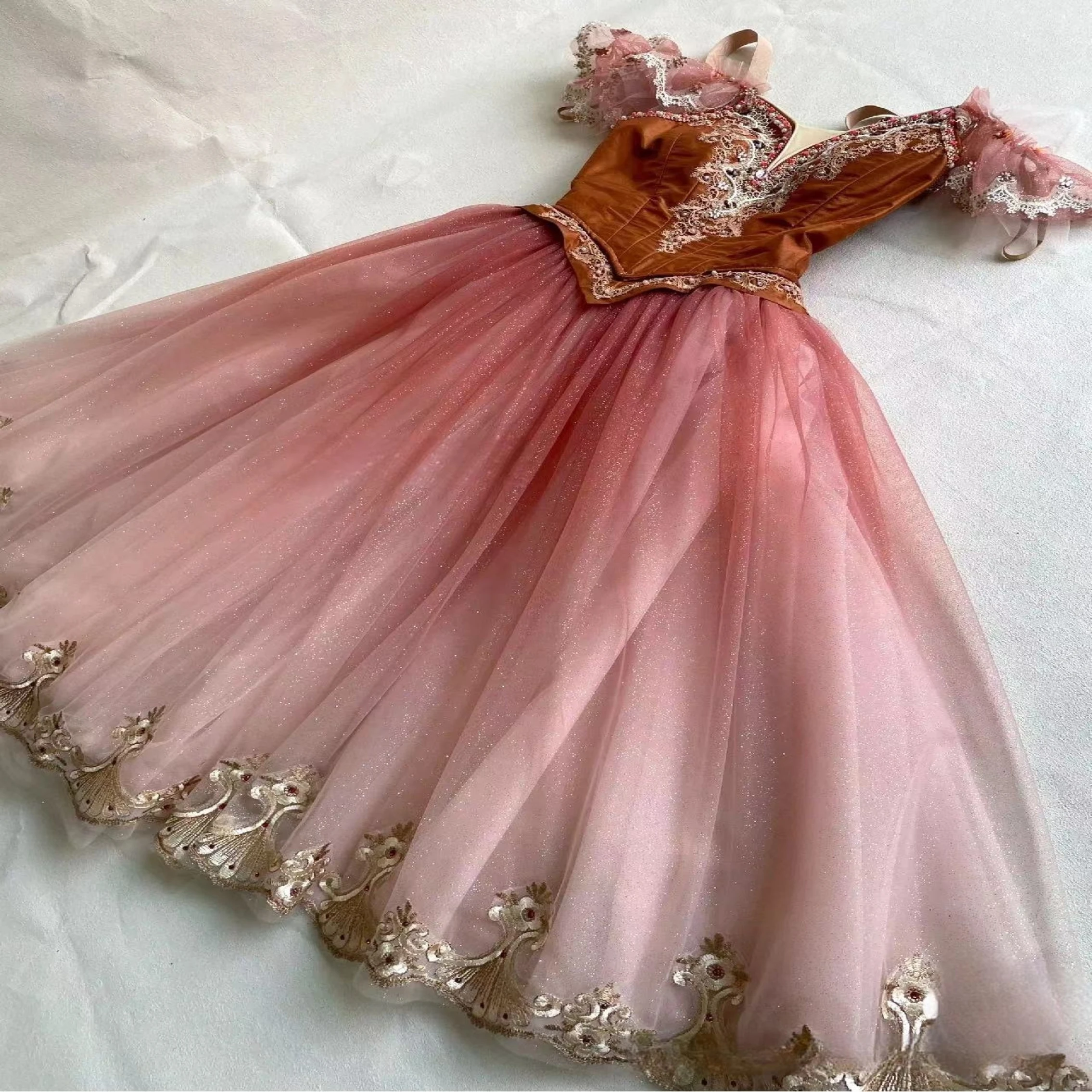 Vestido de ballet personalizado, traje de gasa con diamantes, color blanco, azul marino, 2024