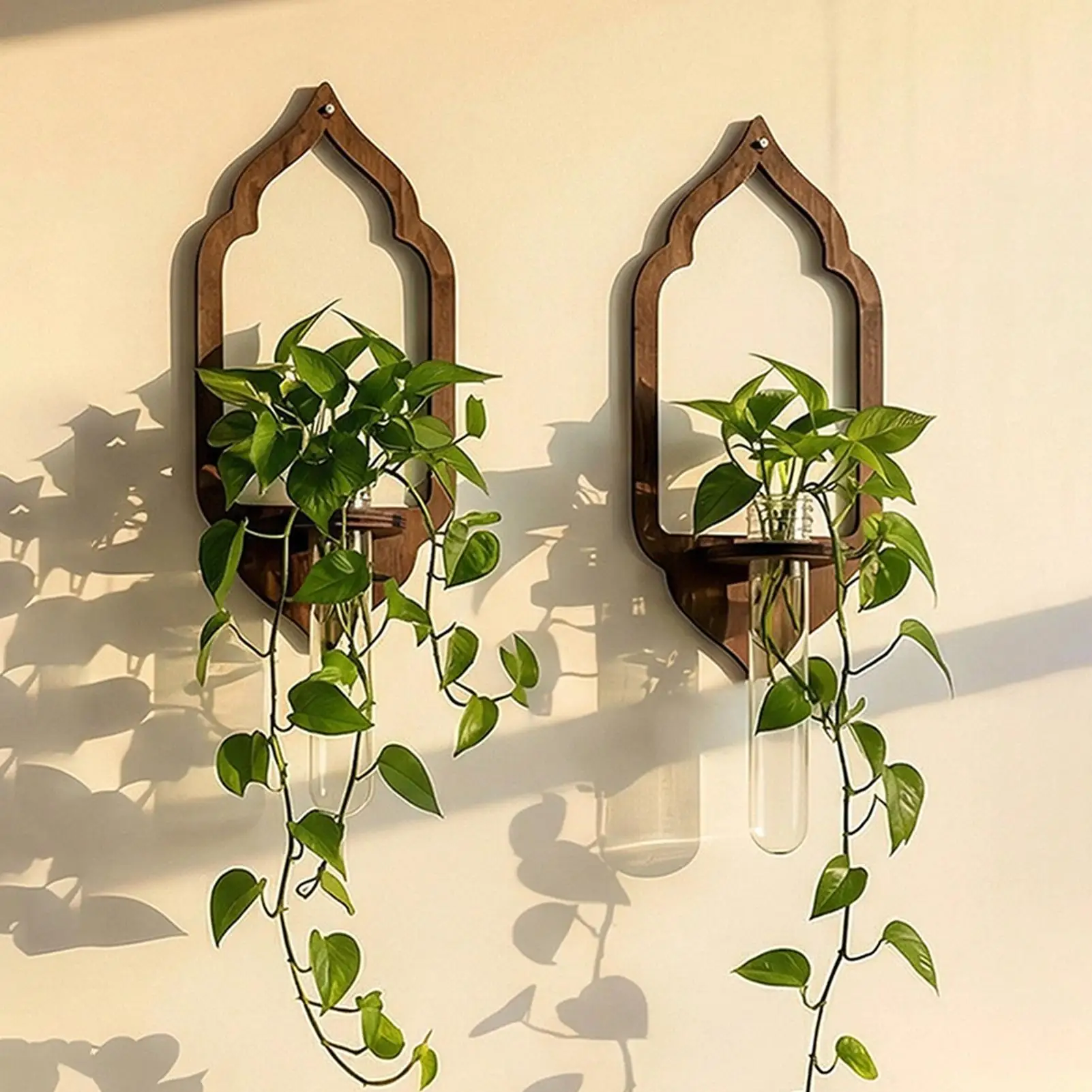 Lantern Shaped Plant Wall Shelf Propagation Station Wall Hydroponic Lantern Shape Propagation Vases With Test Tube Bedroom Decor