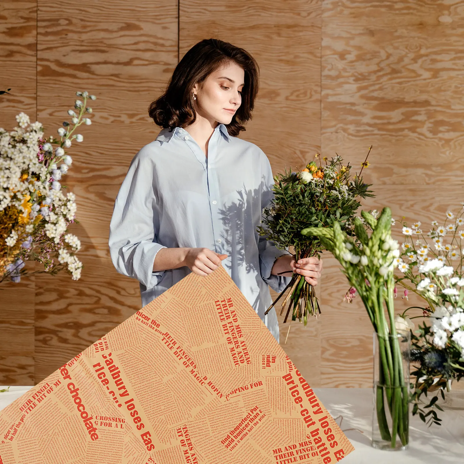 

20 листов винтажной крафт-бумаги для упаковки цветов, букетов, подарочной упаковки, ретро-декора на Рождество, материалов для скрапбукинга