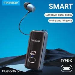 Fineblue-Auriculares Inalámbricos F580, Dispositivo De Audio Con Clip, Lotus, Bluetooth 5,3, Micrófono, Pantalla De Alimentaci