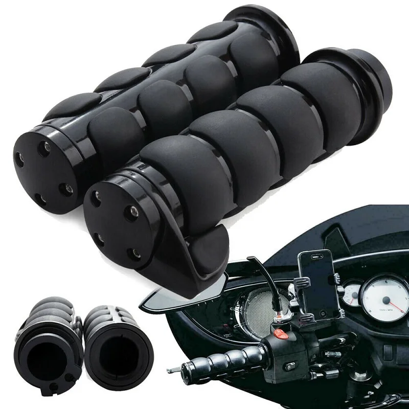 

1" 25mm Motorcycle Chrome Hand Grips Handle Bar Fit for Harley Dyna Sportster Cruiser Soft Touch Comfort Handle Grip