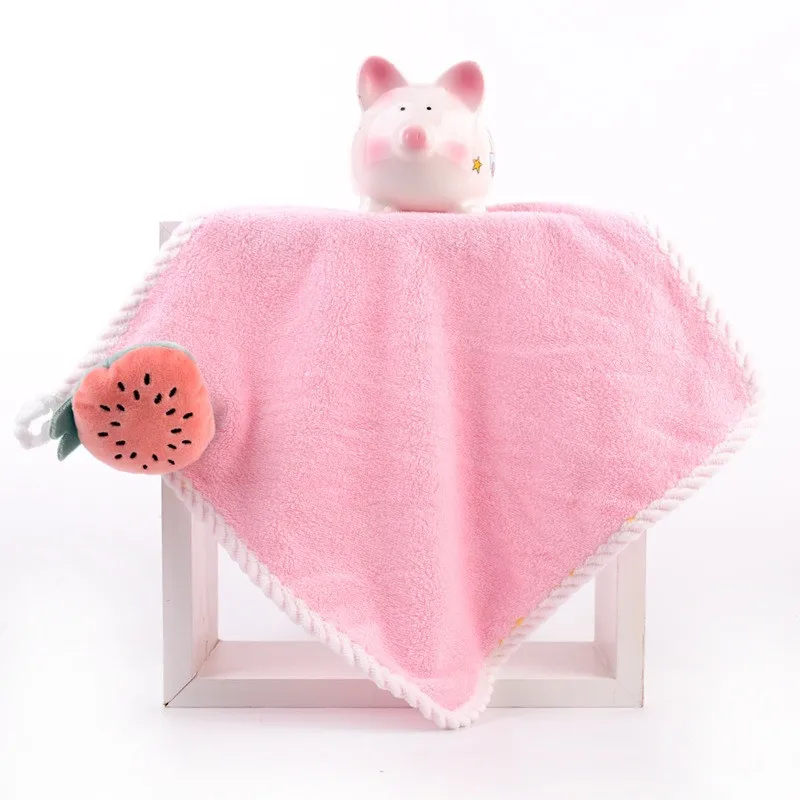 

1Pc 30x30cm 3D Cartoon Fruit Hand Towel Soft Coral Velvet Absorbent Hanging Home Bathroom Wash Cloth Kids Gift