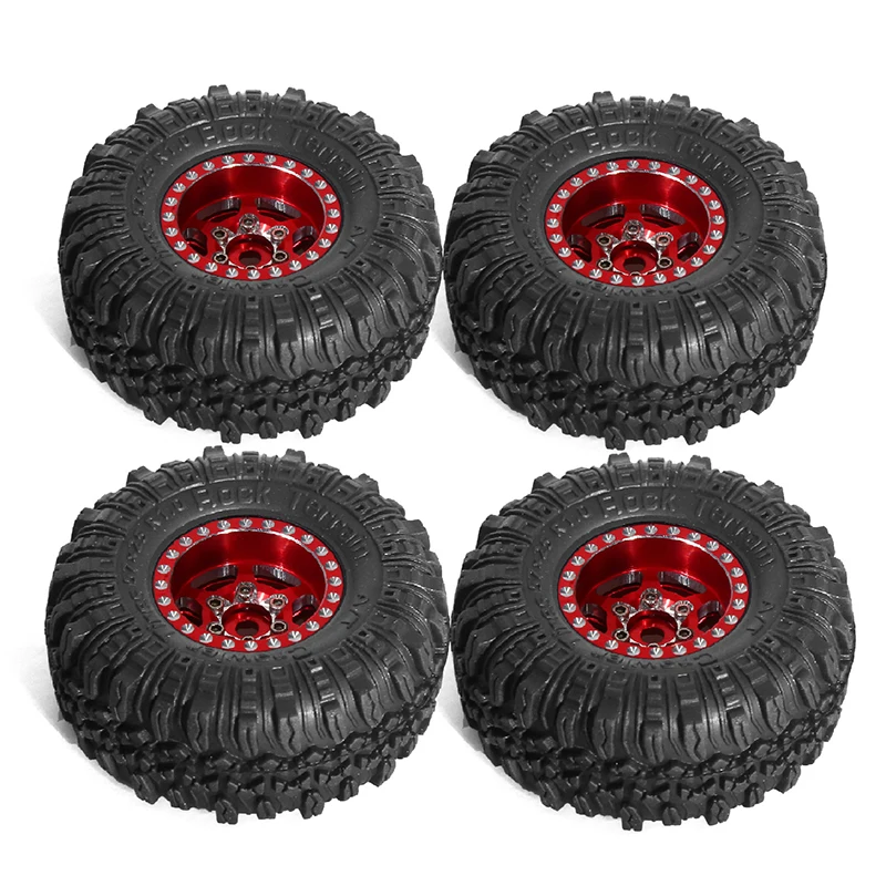 4pcs 57mm 1.0 "Set di pneumatici per ruote Beadlock in metallo per 1/18 1/24 RC Crawler Car TRX4M SCX24 AX24 FCX24 accessori per parti di aggiornamento