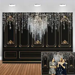 European Interior Empty Room Backdrop Great Gatsby 20's 20s Birthday Party Decor Black Gold Photography Background Customized