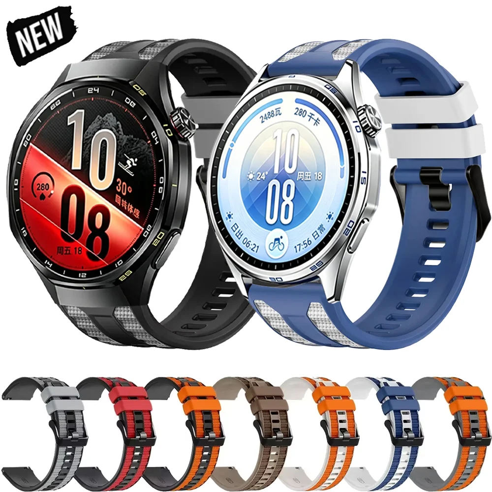22mm Official Two-color Silicone Strap For Huawei Watch 5 GT7/6/5/4 Pro 46mm/GT Runner 2 Sports Band Amazfit Balance 2 3/Bip Max