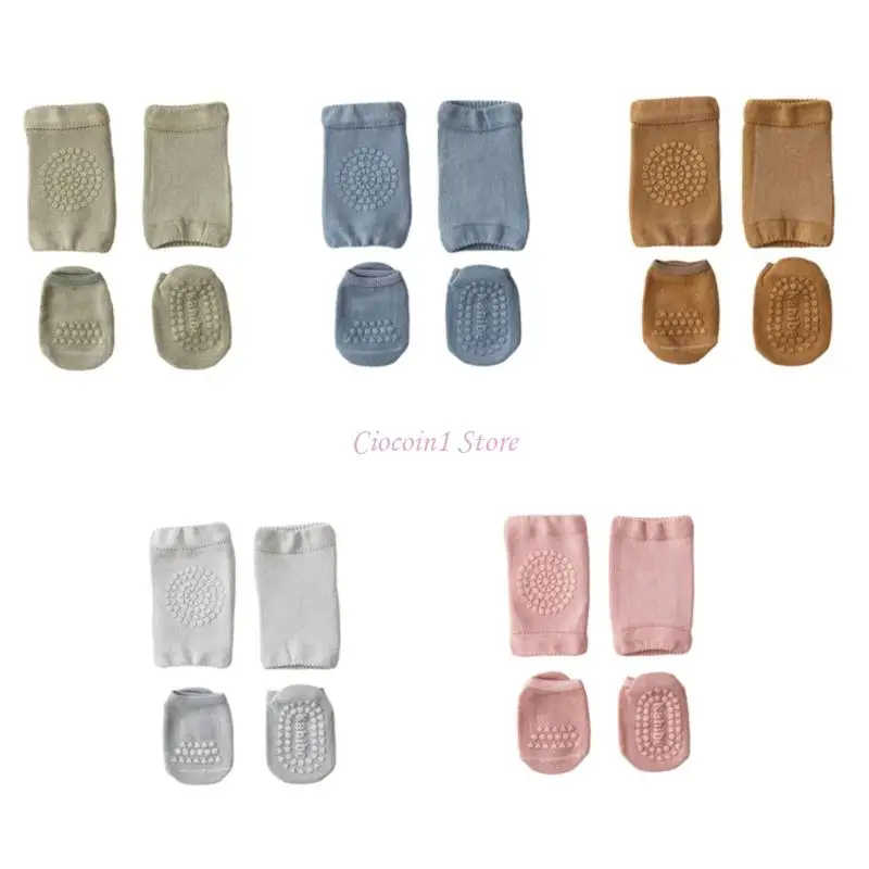 

Y1UB 1 Set Toddler Nonslip Socks And Knee Protectors Kneepad Soft Breathable Cotton Fabric For Learning To Walk Safely