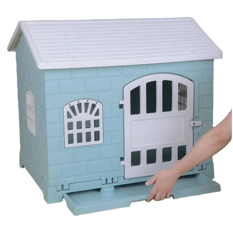 

Easy Assemble Waterproof Plastic Dog Kennel Outdoor with Toilet Create a Comfortable Home for Your Pet