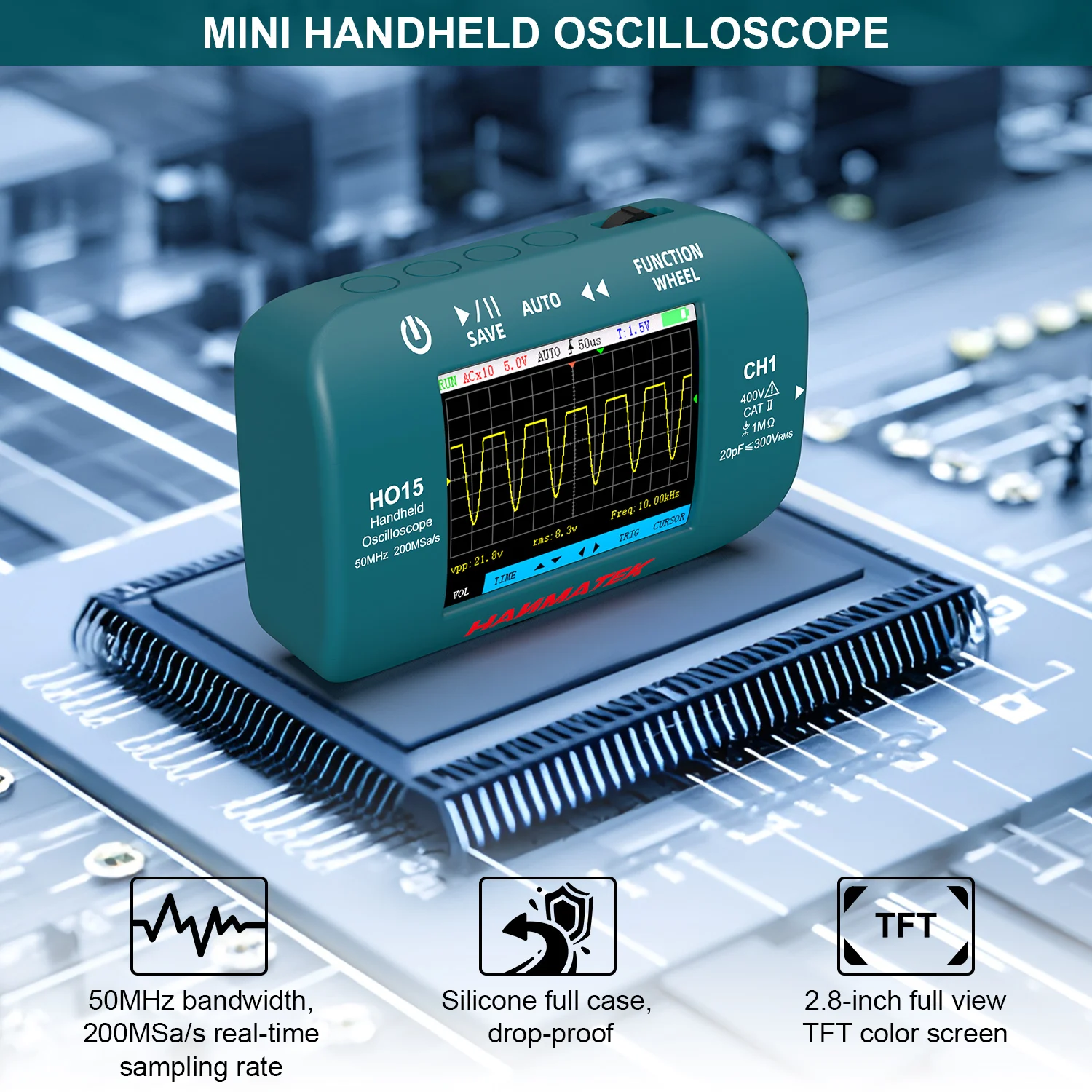 HANMATEK 10MHz Handheld Oscilloscope 200MSa/s