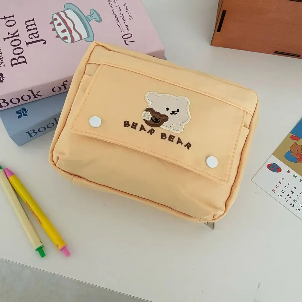 Cute Large Capacity Pen Bag Multi-functional Large Opening Design Pencil Case Scrapbook Storage Bag School Office