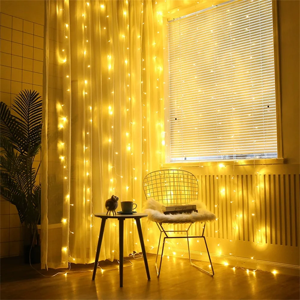 Ramadan Room Decorations 3M 6M LED Curtain Light String Battery Power Fairy Wedding Garland Outdoor Eid Mubarak Decoration