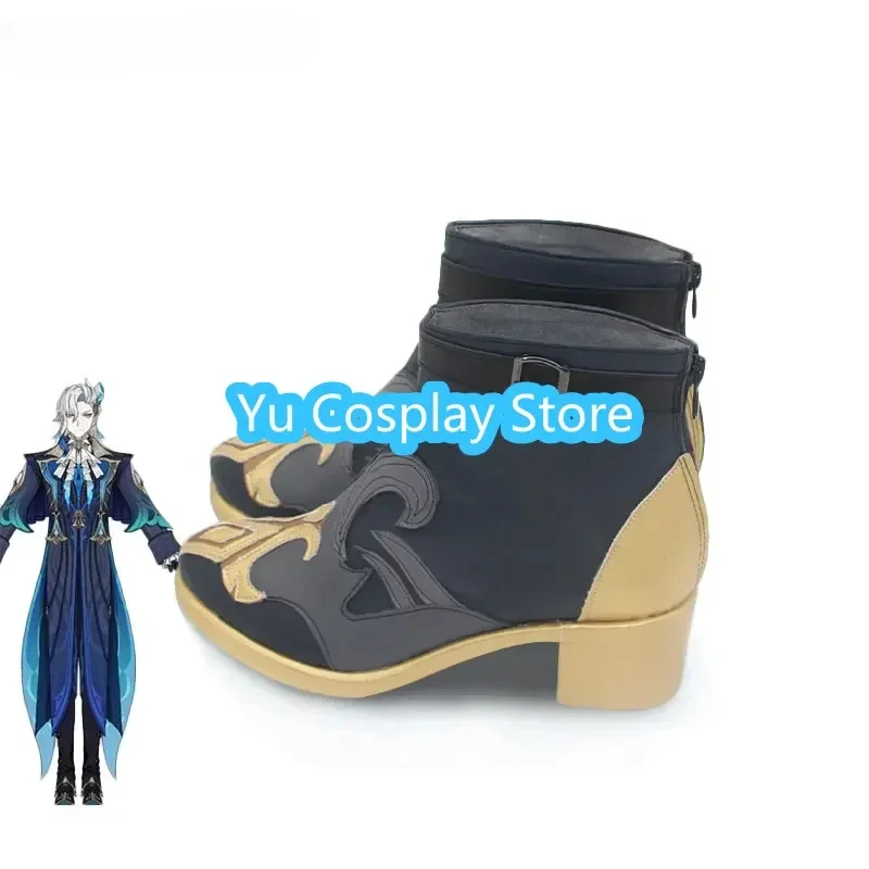 Genshin Impact Neuvillette Cosplay Schuhe Spiel Cosplay Prop PU Leder Schuhe Halloween Karneval Stiefel Nach Maß