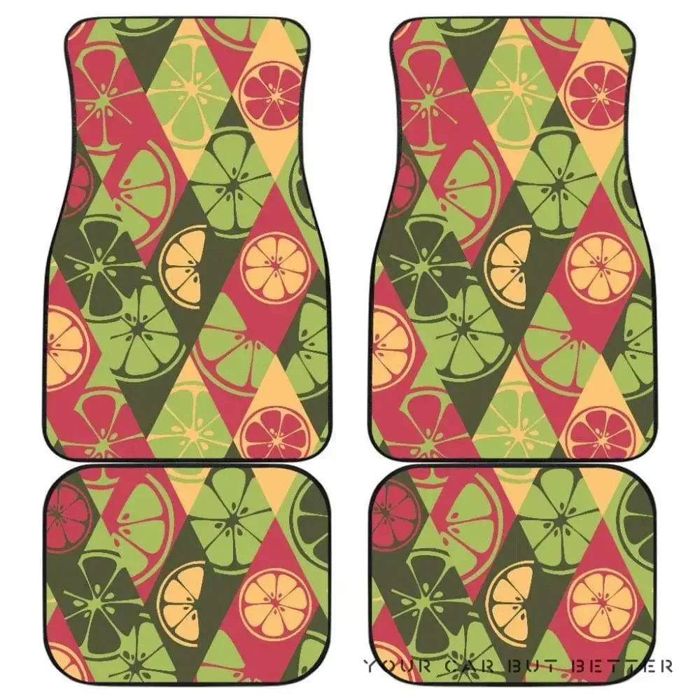 Cool Geometric Lime Pattern Front And Back Car Mats 045109