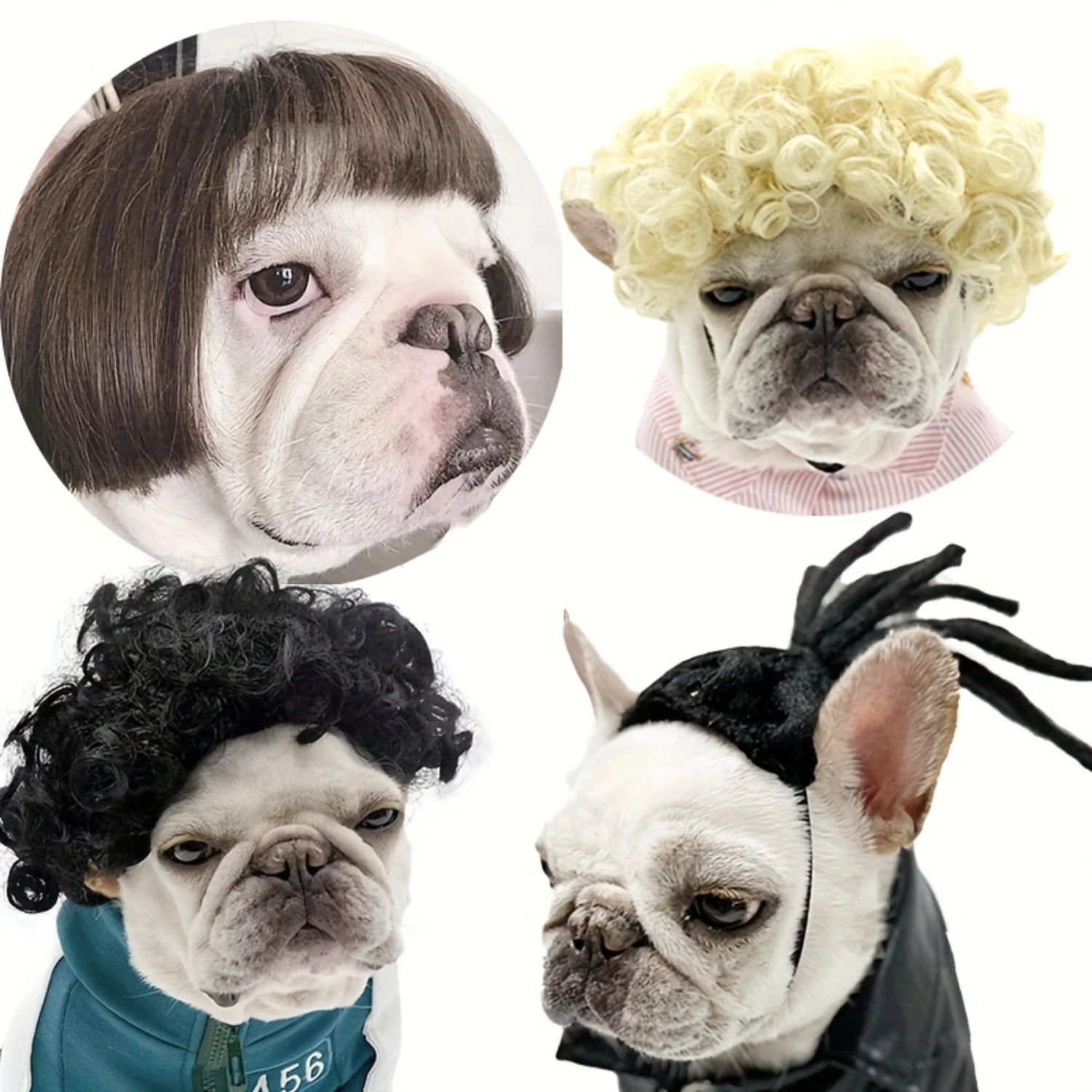 

Funny Pet Wig For Dogs & Cats - Curly & Straight Hair Styles, Adorable Accessory For Your Furry Friend