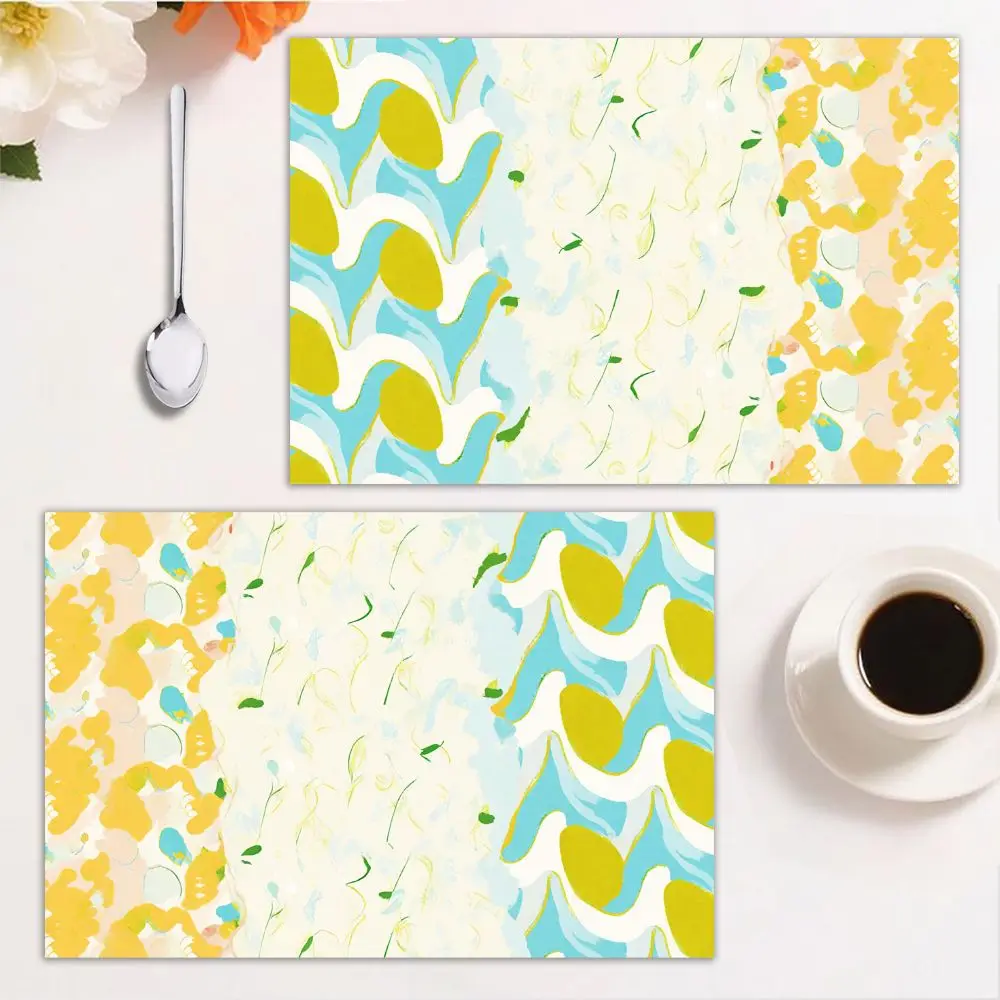 Manteles Individuales elegantes con ondas abstractas, manteles modernos de 12x18 pulgadas, para el hogar, comedor, celebraciones de primavera, antideslizantes y lavables, 2 uds.