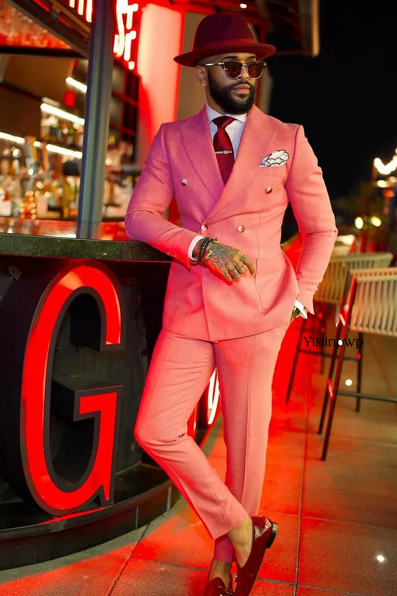 ชุดสูทผู้ชายแบบดีไซเนอร์ 2 ชิ้น ชุดสูทแบบกระดุมสองแถว สำหรับงานแต่งงาน งานเลี้ยง ชุดทักซิโด้ ชุดทำงานในออฟฟิศ - ชุดเจ้าบ่าวแบบเป็นทางการ