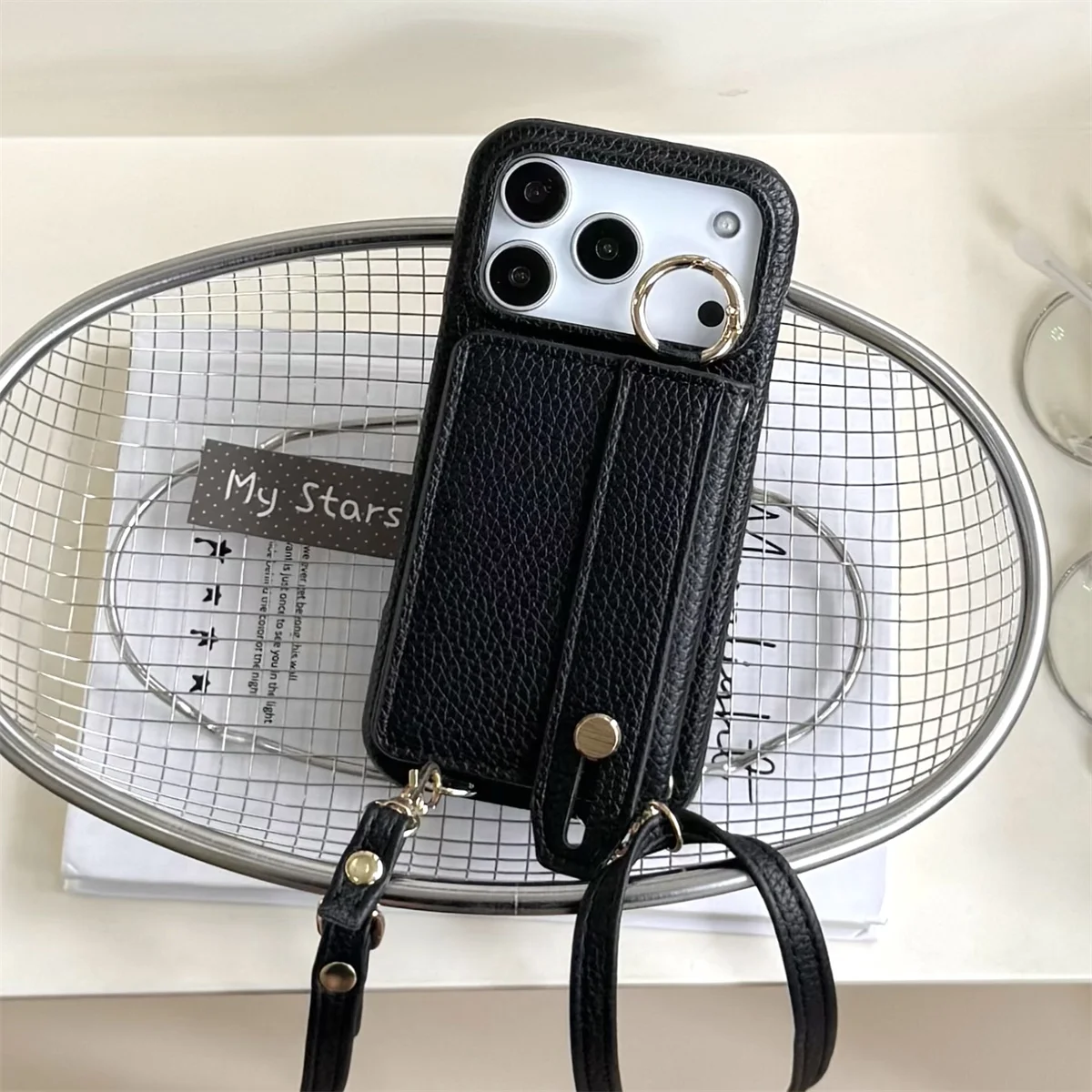 Für IPhone Air für IPhone 17 16 Plus 15 14 13 12 11 Pro Max Leder Telefon Fall Schutzhülle Brieftasche Karte Slots mit Lanyard