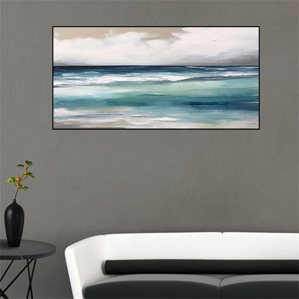 

100% Handmade Abstract Thick Heavy Blue Mountains Knife Texture Mural Artwork Oil Paintings Decor Living Room Office Hotel Porch