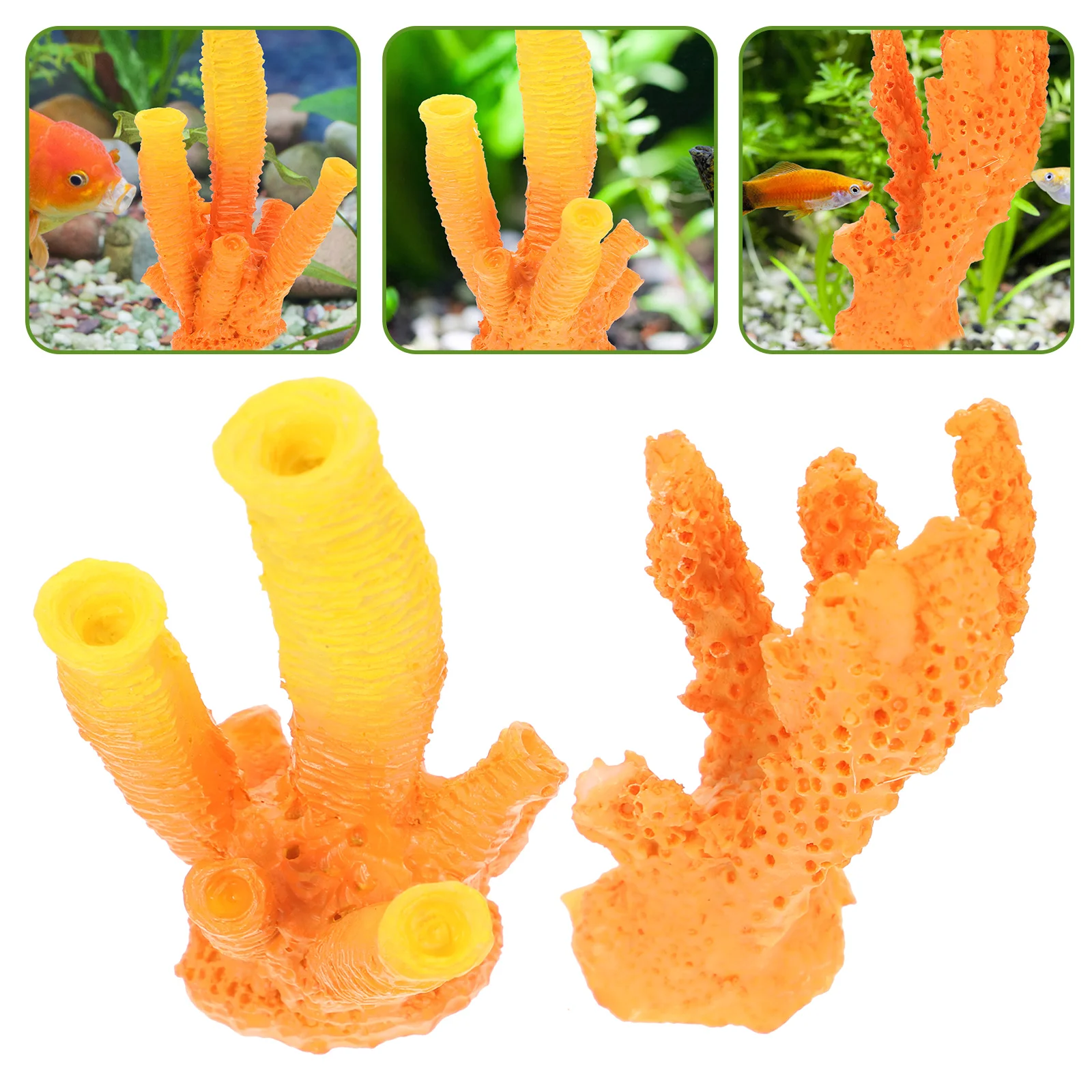 2 Pcs Fish Tank Landscaping Aquarium Supply Decorative Coral Plant Vivid Figurine Desktop Sculpture Decorating Tabletop for