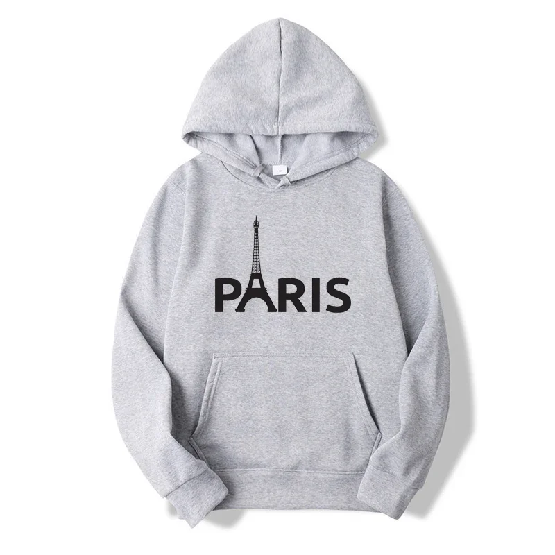 Spring Autumn Women Paris Printed Hoodies Fashion Lady Hooded Sweatshirts Hat Pattern Hoodies Casual Daily Wear