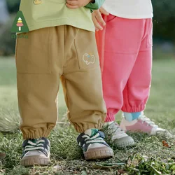 Amila Baby Pants 2024 Spring New Solid Color Breathable Comfortable Versatile Girls & Boys Sweatpants