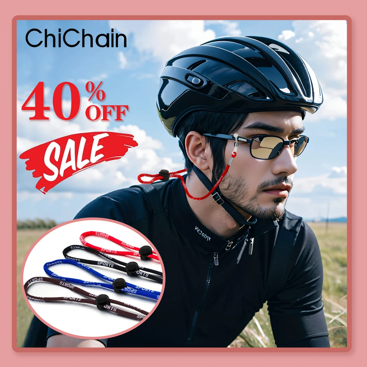 1 Pack Adjustable Anti-Slip Glasses Strap (60cm/23.62inch),Polyester Eyewear Retainer for Adults, Sports Anti-Loss Hanging Rope