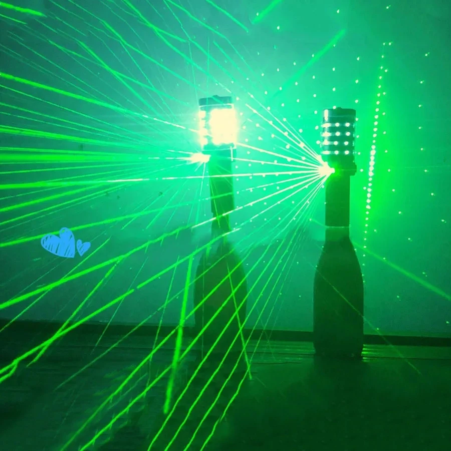 Party Bar Club Bottle Service Sparkler LED Flash Stick Two Head Green Laser Projector Light Champagne Bottle LED Strobe Baton