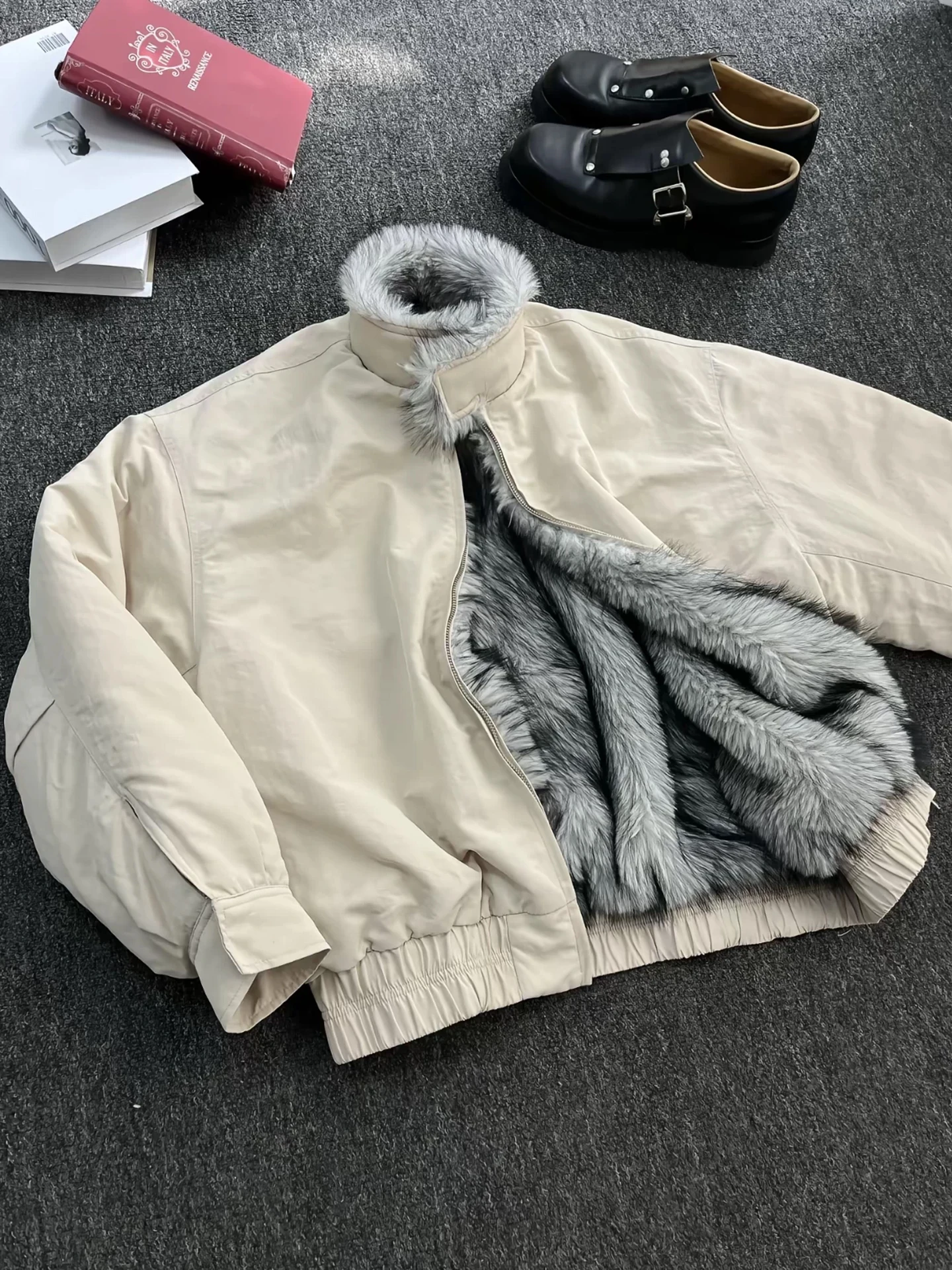 

Куртка-бомбер Wolf King Mountain Eagle с имитацией меха волка, воротником-стойкой и хлопковой подкладкой для мужчин, в американском стиле...