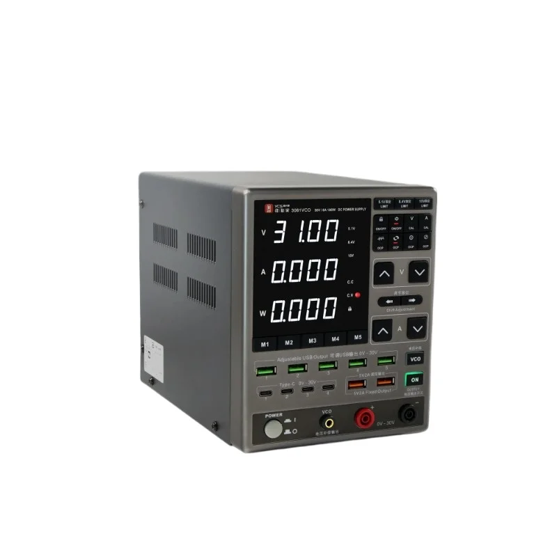 YCS 2025 Newest 3061 VCO OCP DC Adjustable Laboratory Power Supply 30V 6A Output Switch USB-A TYPE-C Port Fast Charging