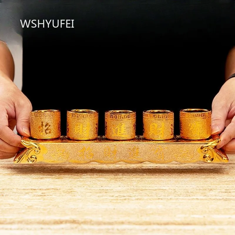 Ceramic Three Supply Cups, Five Supply Cups, Household Buddhist Temples, Temples, Household Offerings and Decorations