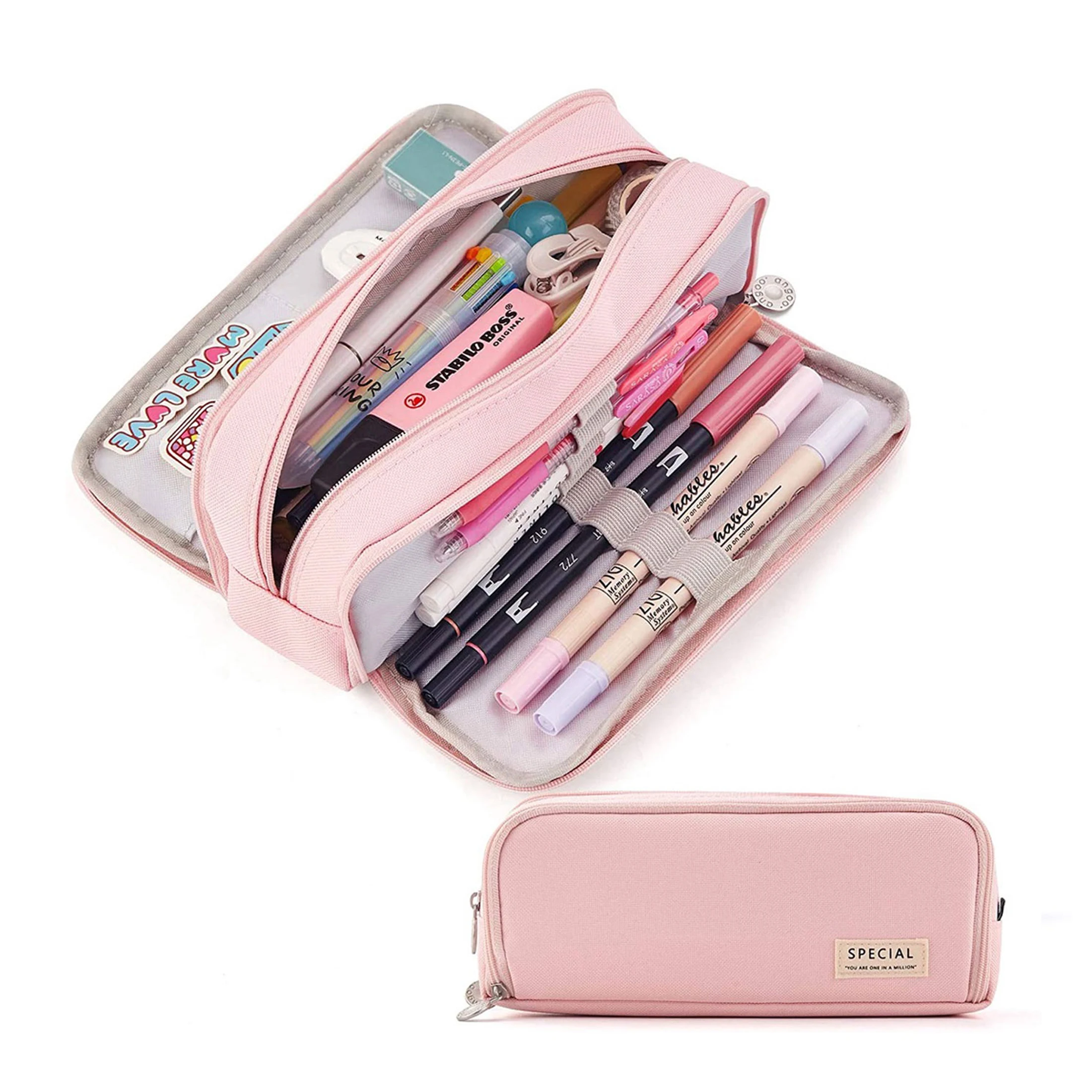 kawaii three layer pencil case bolsa de grande capacidade para meninas e meninos papelaria de volta as aulas material escolar 01