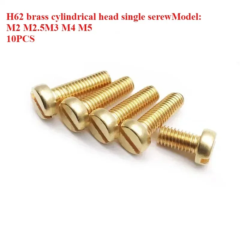 

DIN84 6-60mm Long M4 M3 M2.5 M5 M2 Brass Slotted Cylinder Head Single Screws Bolts One Word Cup Conductive Mechanical Brassiness