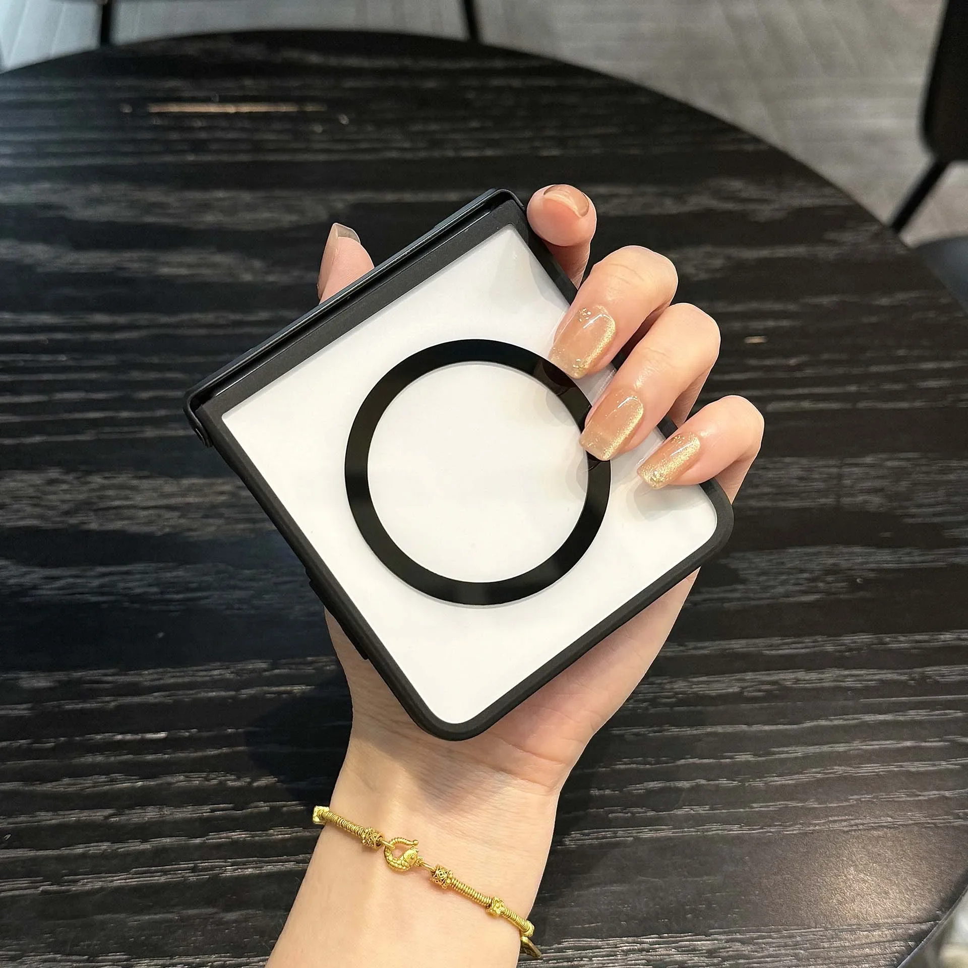 Clear Magnetic Phone Case for Samsung Galaxy Z Flip 7 Black Soft Silicone Border Folding Hinge Wireless Charging Protect Cover